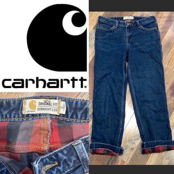 Carhartt Denim - EUC Carhartt Dark Wash Straight Lined Jeans 6 short